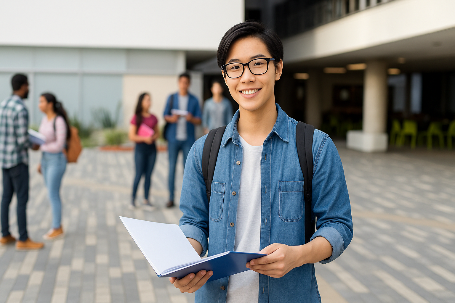 Student on Campus Courtyard