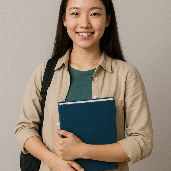 Smiling Student with Textbook