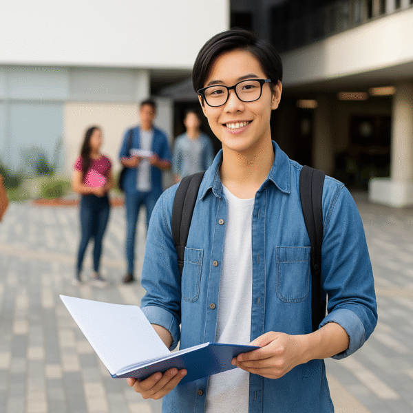 Student on Campus Courtyard